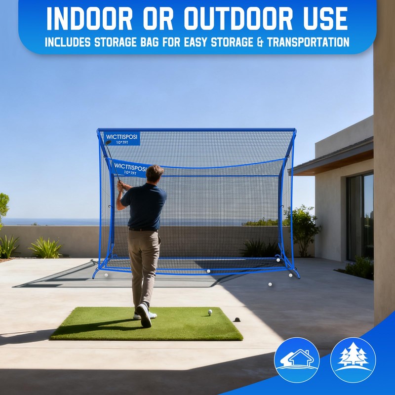 10x7ft Golf Net w/Extra Striking Net, Heavy Duty Golf Hitting