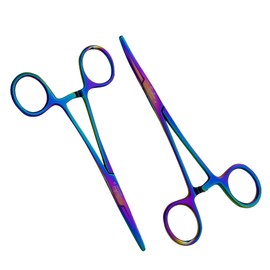 SANDBROS Professional Curved Hemostat Fishing Forceps of Stainless Steel Used as Jewelry, Fly Fishing Forceps and Unhooking Fish Pliers – Pet, Dog Ear Hair Grooming Tweezers (SET OF STRAIGHT & CURVED)