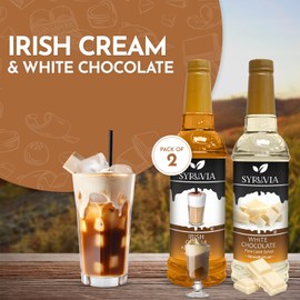 Syruvia Coffee Syrup Variety Pack - Irish Cream & White Chocolate- Gluten-Free, Kosher, 25.4 fl oz Bottles - Enhance Your Coffee Experience with Premium Flavoring Syrups