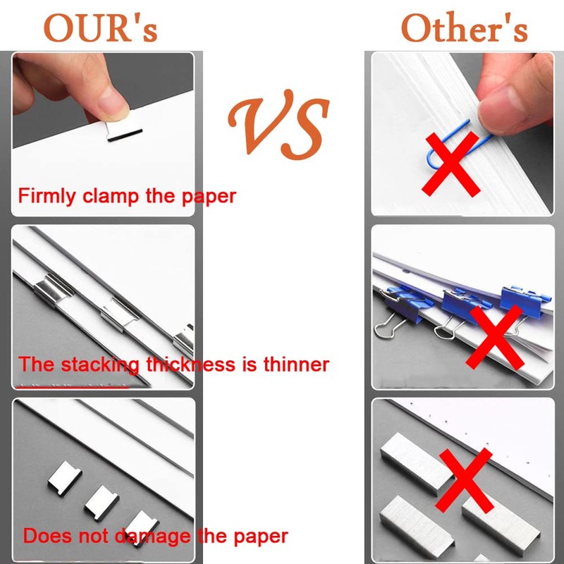 DSBGKJI Mini Push Stapler, Paper Clamp Clip Dispenser with 50
