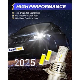 AUTOONE 9003 Bulb 6000K White with Cooling Fan, H4/HB2 Halogen Replacement, IP67, Pack of 2