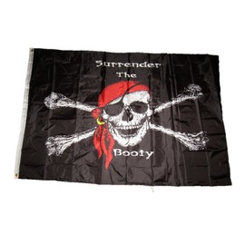 AES 4x6 Jolly Roger Pirate Surrender The Booty Flag 4'x6' ft banner Grommets