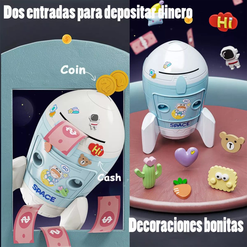 XS Alcancia De Rocket Niño Caja Fuerte Para Monedas Billetes