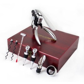 StorageMate Wine Bottle Opener Gift Set - Corkscrew Wine Opener - 10 Pieces Wine Accessories with Aerator, Pourer, Stopper, Foil Cutter, Extra Spirals, Thermometer - Gift for Wine Lovers