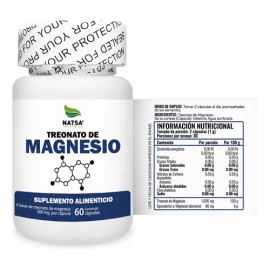 Treonato De Magnesio Natsa 60 Cápsulas, Calidad Premium