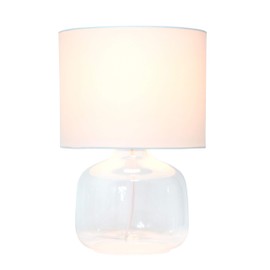 Simple Designs LT2064-CLW Clear Glass Table Lamp with White Fabric Shade