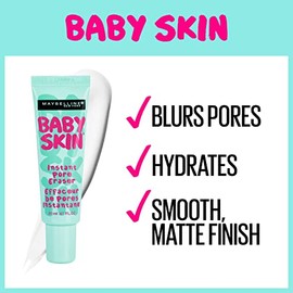 Maybelline Baby Skin Pore Eraser, Prebase de Maquillaje, Primer Hidrante con Frmula Ligera para que la Piel Respire, Apta para Todo Tipo de Piel,...  