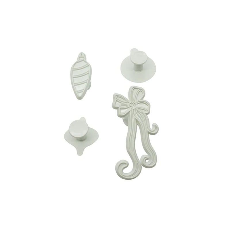 Yolli Christmas Baubles and Ribbon/Bow Fondant Cutter Set - 1