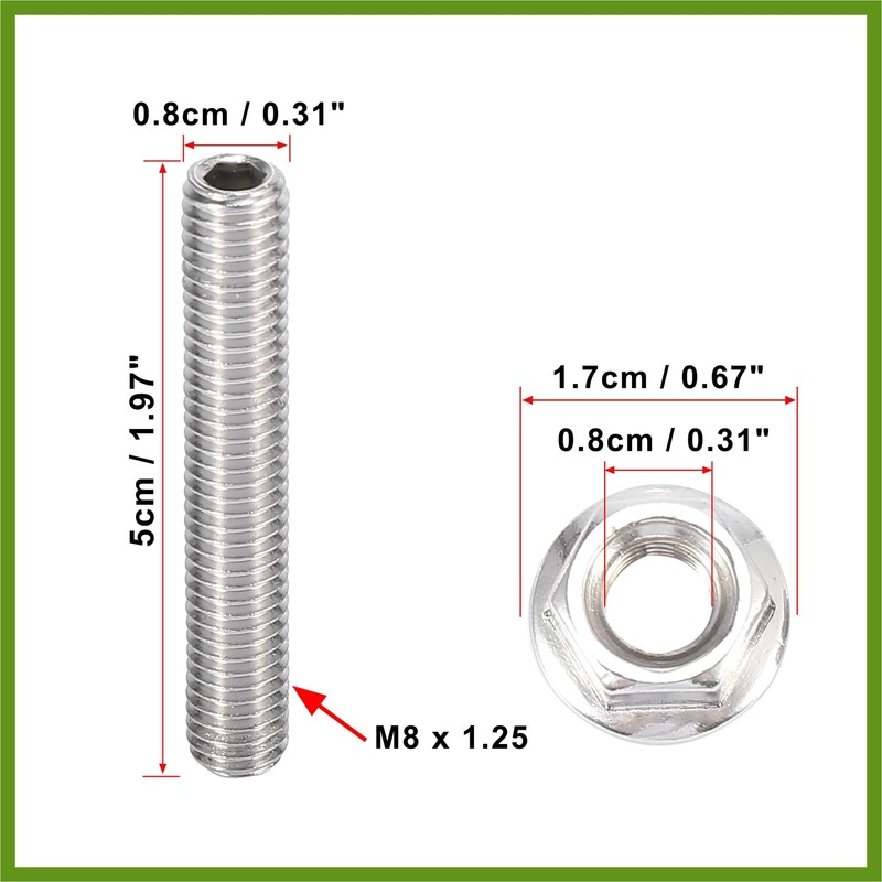 HOPESPANNER 16pcs Stainless Steel Exhaust Manifold Bolt Stud Hardware for
