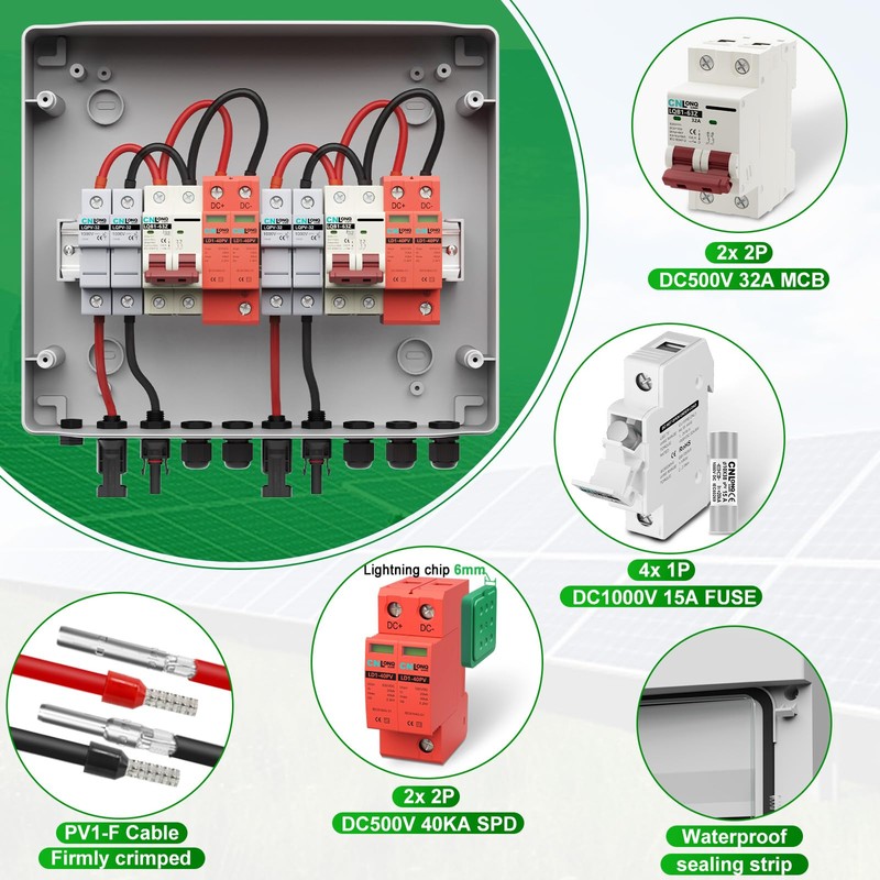 CNLonQcom 2 String Solar PV Combiner Box 2 in 2