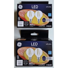GE LOT OF 2 Lighting 24535 Clear Finish Light Bulb Dimmable LED Daylight Decorative