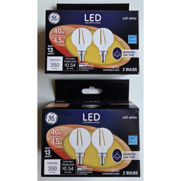 GE LOT OF 2 Lighting 24535 Clear Finish Light Bulb