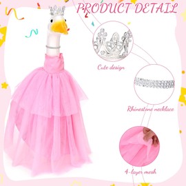 GANSHAYA Princess Goose Outfit 23 inch Porch Goose Cement Statue Princess Crown Necklace Outdoor Garden Yard Lawn Decor