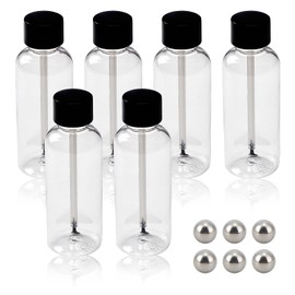 NICENEEDED 6 PCS 51 ML Fingernail Polish Bottles with Brush Cap and Balls, Empty Clear Plastic Refillable Cuticle Oil Bottles, Travel Containers for Nail Art
