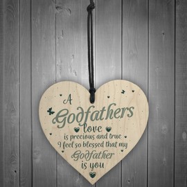 RED OCEAN Godfathers Love Wooden Heart Plaque Sign Fathers Day Christening Birthday Asking Gifts For Him