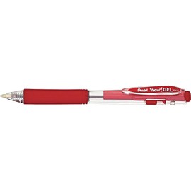 Pentel K437B WOW! Retractable Gel Pen, .7mm, Trans Barrel, Red Ink, Dozen