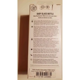 BIBS Baby Glass Bottle Complete Set - 110ml 4 Ounces - New In Box