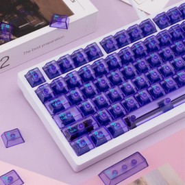 TIMSEKER Clear Crystal Shine Through Purple Keycap, Cherry Profile Custom Keycap for ANSI Layout Mechanical Gaming Keyboard, 114 Keys PC Material