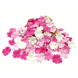 HukDok Artificial Flower Petals Mulberry Paper Flowers for DIY Crafts Scrapbooking Embellishment Wedding Doll House Supplies Card Mini Paper Flowers. (Pink Tone)