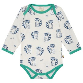 Long-Sleeved Organic Cotton Bodysuit with Print, GOTS Certified, Ultramarine