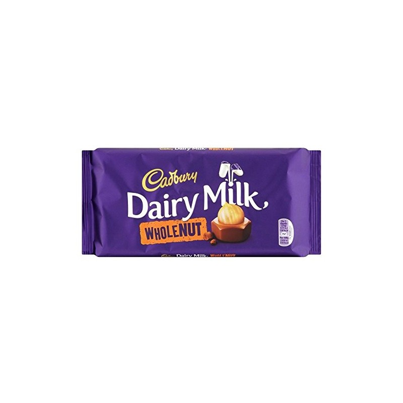 Cadbury Dairy Milk Whole Nut Bar 180g (Pack of 2)