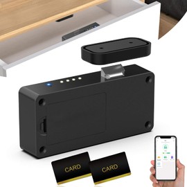 eLinkSmart - Cerradura inteligente para gabinete, oculta, sin taladro, adhesiva magnética, a prueba de bebés, a prueba de niños, cerraduras de cajón con Bluetooth RFID sin llave, para adultos, archivo