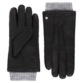 Roeckl Men's Metz Leather Gloves, Black/Grey, 9, Black / Grey