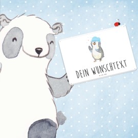 Mr. & Mrs. Panda Personalisiertes Blechschild Pinguin Duschen DIN A4 - Personalisierte Geschenke, glücklich sein, Wandschild, baden, Metallschild,