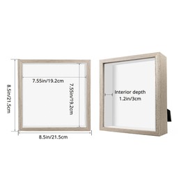 SUNMEG 8x8 Shadow Box Frame Display Case, Wood with Plexiglass, Display Case Box for Memorabilia, Medal, Crafts,Tickets and Photos, Picture Frame for Wall and Tabletop (2pcs-Natural Wood, 8x8)