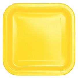 Unique Party 30840 - 18cm Square Soft Yellow Party Plates, Pack of 16
