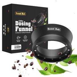 Roast Hub 51mm Magnetic Dosing Funnel for Portafilter Espresso Machine ~ High Strength 12 Magnet Design ~ Fits Most Express Coffee Machines ~ Home Barista Espresso Portafilter Adapter ~ UK Brand