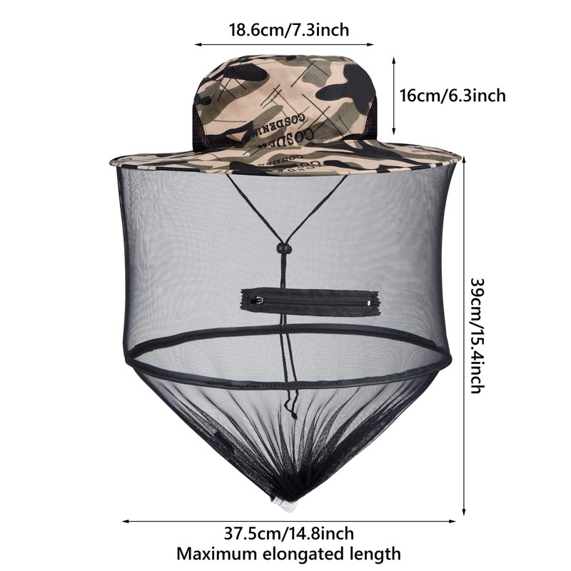 FamEaze 2 Pack Head Net Hat, Mosquito Head Net Hat