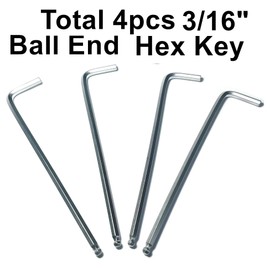 ZDingTech 4pcs 3/16 Ball End Allen Wrench sets,3/16" Hex Key Wrench set,allen key Door Key L Shaped hex wrench set with Long Arm.