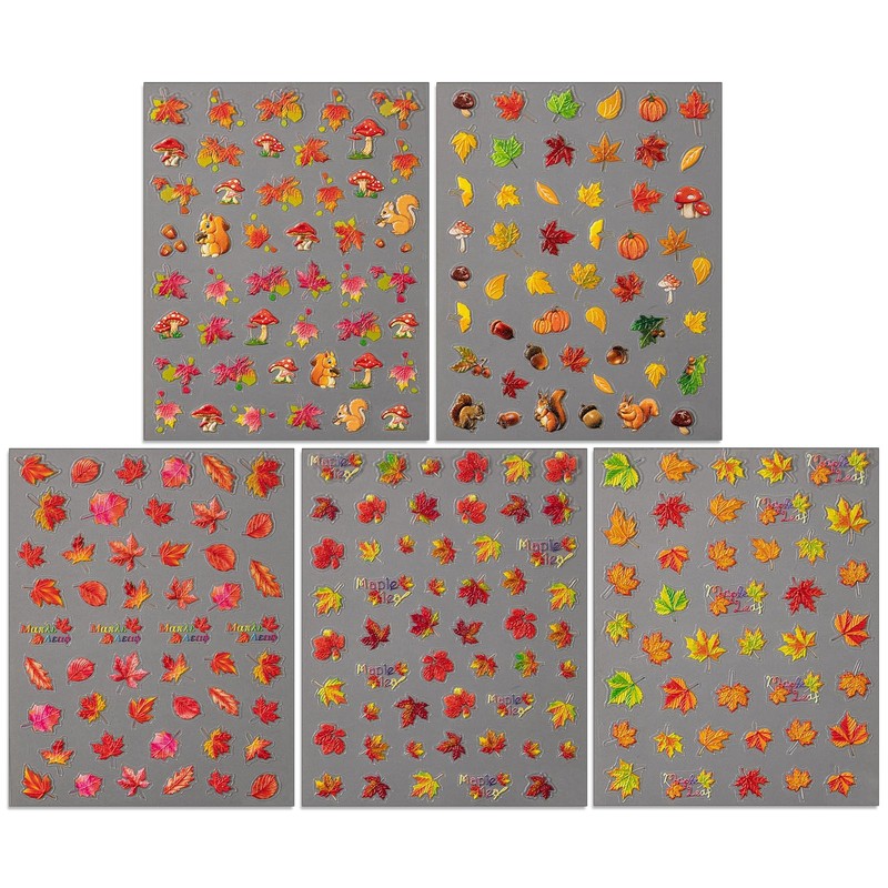 IDDFEVE Embossed Fall Nail Art Stickers, 5D Thanksgiving Day Nail
