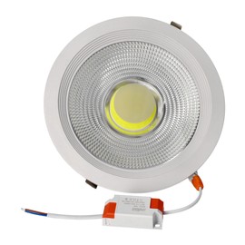 JANDEI 30W Recessed COB LED Downlight Round White Aluminium Frame Spotlight 212x52mm (185mm Installation Hole) 2700 Lumens IP44 Natural Light 4200K - 1 Unit