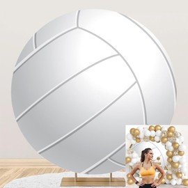 OERJU White Volleyball Round Backdrop Cover Volleyball Photography Backdrop Volleyball Sports Themed Birthday Party Decoration Outdoor Sports Events Club Photo Shoot Studio Props 5x5ft