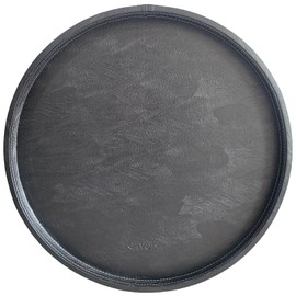 QAVOL 20 * 20 inches high-end Light Luxury Leather Round Oversized Service Tray, Ottoman Tray，Coffee Tray, Food Tray, Family Dinner, Out-of-House Picnic, Party Essential Tray (20 inch Black)