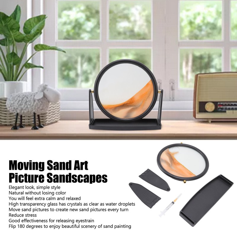 Moving Sand Art Picture Sandscape in Motion Round Glass 3D