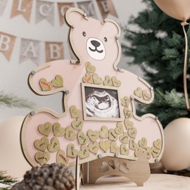 Baby Shower Guest Book Alternatives - We Can Bearly Wait Baby Shower Decorations For Girl- Teddy Bear Baby Shower Decorations - Centerpieces - Woodland Baby Shower Ultrasound Picture Frame (Pink)