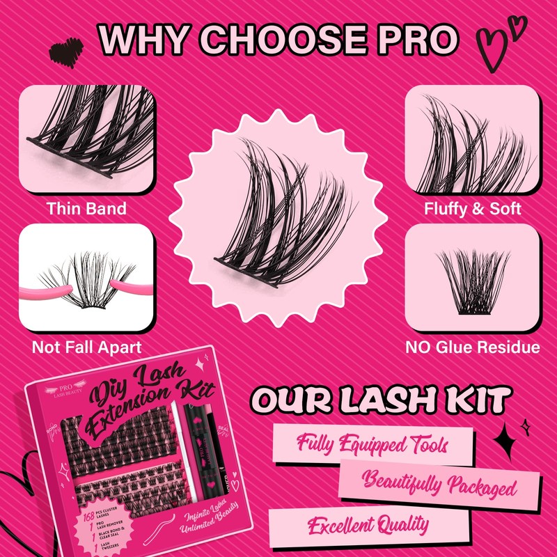 Lash Extension Kit Lash Clusters Kit with 168 Pcs Individual