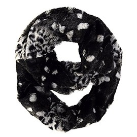 Peach Couture Plush Cowl Collar Faux fur Two Tone Infinity Loop Scarf Black White