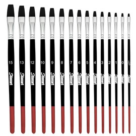 Sdanart Flat Paint Brushes,15 PCS Different Sizes Flat Paint Brush Set for Watercolor Acrylic Gouache Oil Ink and Face Body Painting,Professional Art Paintbrush for Artists and Beginners