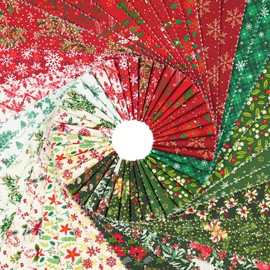 Craftido-18 Options-100% Cotton Jelly Roll Fabric Precut Strips for Quilting, Crafting, and Sewing, 40 Strips 2.5" x 44" Assorted Bundles for Rugs, Quilts, DIY Crafts and Home Decor-Winter Christmas