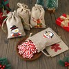 Bewudy 12Pcs Christmas Small Gift Bags, Burlap Christmas Drawstring Gift