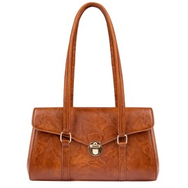 Shoulder Bag for Women, Classic Soft Faux Leather Women's Shoulder Handbags, Fashionable Clutch Tote Purses for Women with Zipper Closure (Brown)