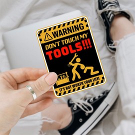 (3PCS) Don't Touch My Tools - It's Not Worth Your Life Sticker, Funny Warning Decal for Tool Boxes, Hard Hat, Car, Welding, Ironworker, Lineman, Electrician, Pipeliner, Blue Collar - 5 Inch