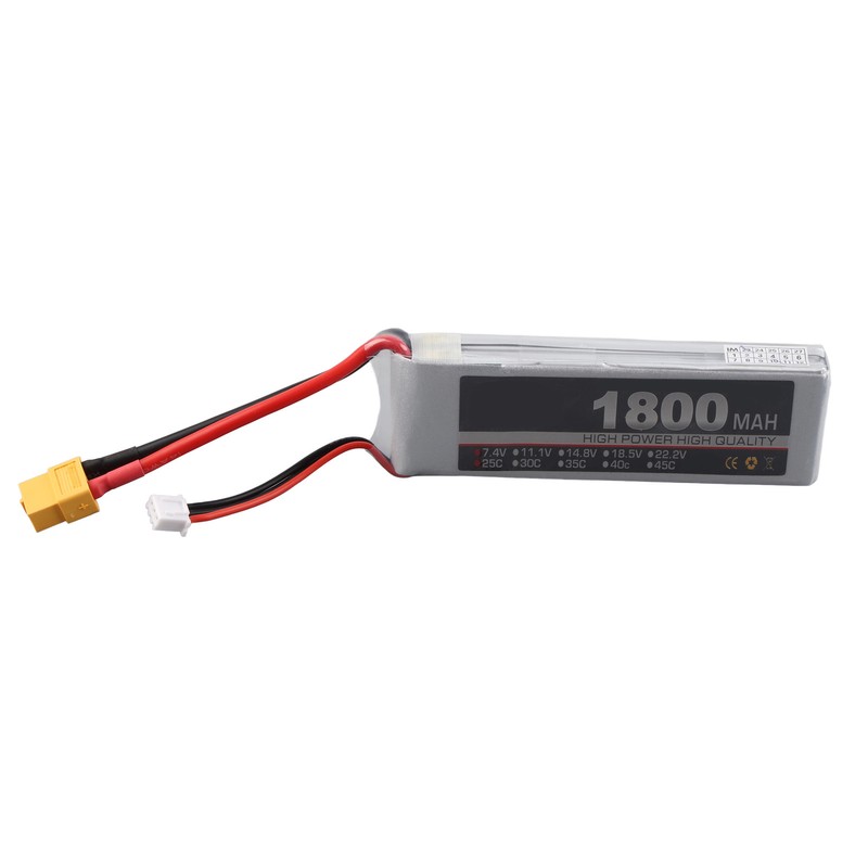 RC LiPo Battery 7.4V 2S 1800mAh 25C Rechargeable Lithium Polymer