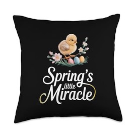 Easter Baby Chicks with Eggs Bunnies and Seasonal Decor Throw Pillow