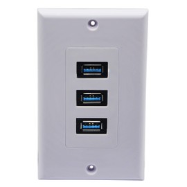 zdyCGTime 3 USB 3.0 A Wall Plate USB Component Composite Wall Data Transmission and Charger Outlet Mount Socket Face Plate Panel Cover White(3 USB A 3.0)