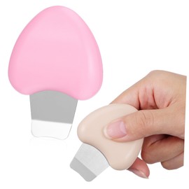 FRCOLOR 2pcs Facial Skin Scrubber for Blackhead Removal Stainless Steel Plastic Exfoliation Instrument with Ergonomic Design Portable Lightweight Face Scraper Tool for Deep Pore Cleansing